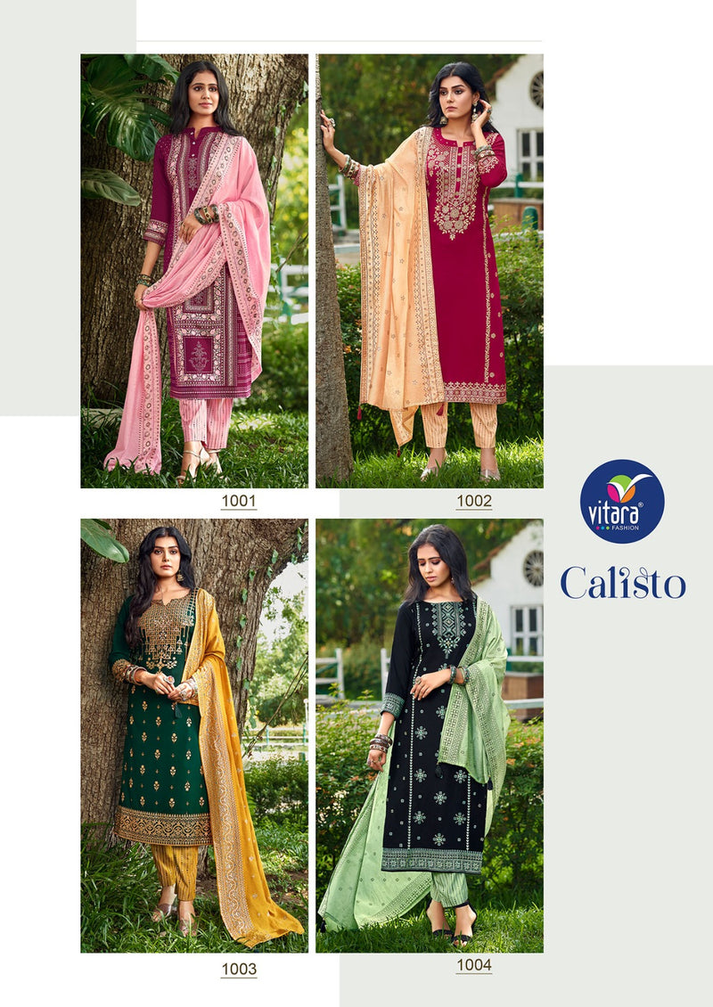 Vitara Fashion Calisto Rayon Foil Prints With Designer Kurti Pant & Dupatt