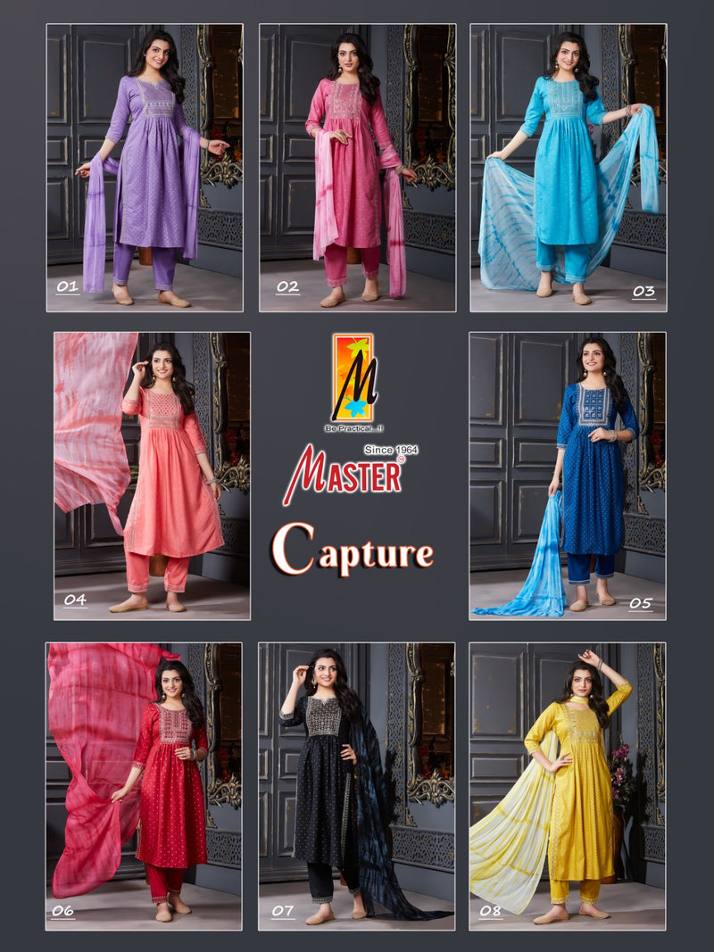 Master Capture Rayon Fancy Designer Work Naira Style Kurti Combo