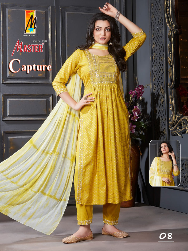 Master Capture Rayon Fancy Designer Work Naira Style Kurti Combo