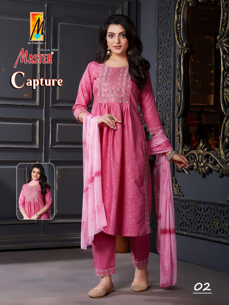 Master Capture Rayon Fancy Designer Work Naira Style Kurti Combo