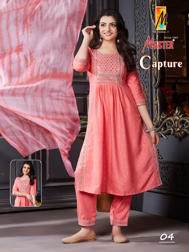 Master Capture Rayon Fancy Designer Work Naira Style Kurti Combo