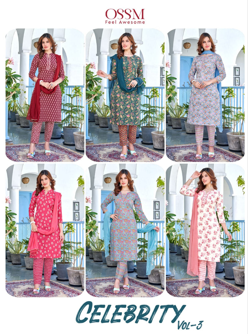 Ossm Celebrity Vol 3 Cotton Printed Fancy Best Summer Wear Kurti Combo Set