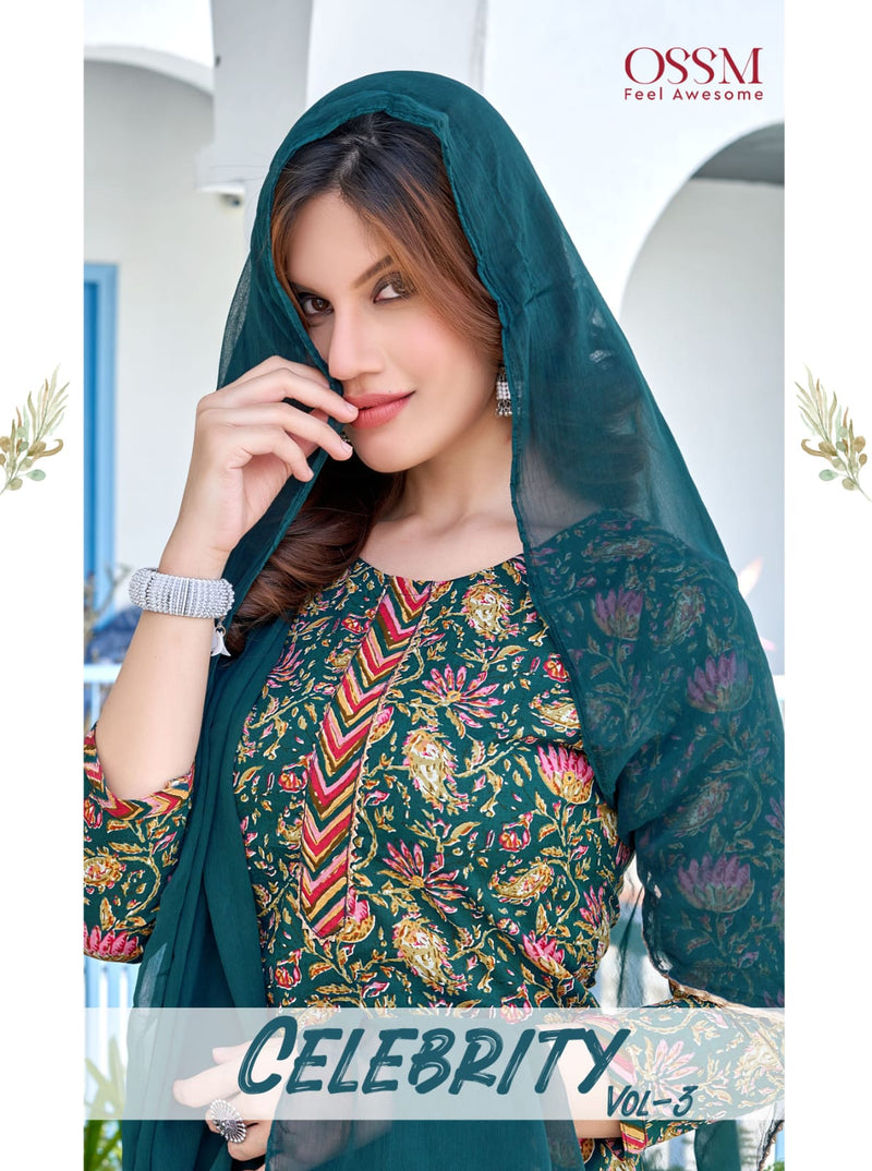 Ossm Celebrity Vol 3 Cotton Printed Fancy Best Summer Wear Kurti Combo Set