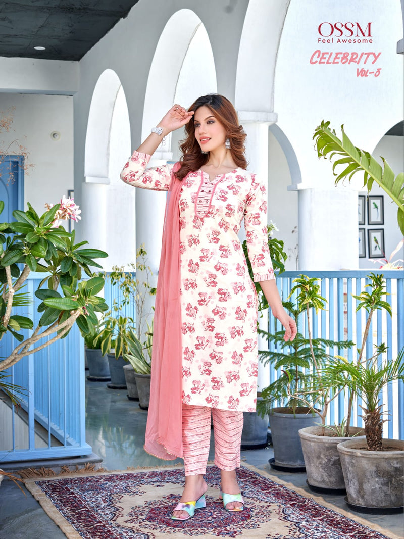 Ossm Celebrity Vol 3 Cotton Printed Fancy Best Summer Wear Kurti Combo Set