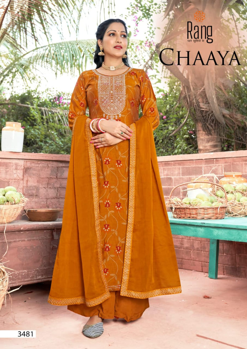 Rang Chaaya Muslin Print Foil Sequence Work Fancy designer Partywear Salwar Kameez