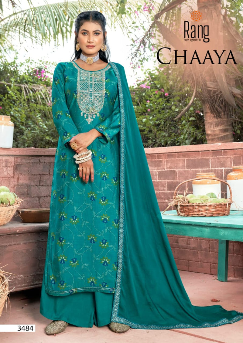 Rang Chaaya Muslin Print Foil Sequence Work Fancy designer Partywear Salwar Kameez