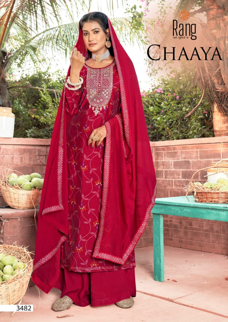Rang Chaaya Muslin Print Foil Sequence Work Fancy designer Partywear Salwar Kameez