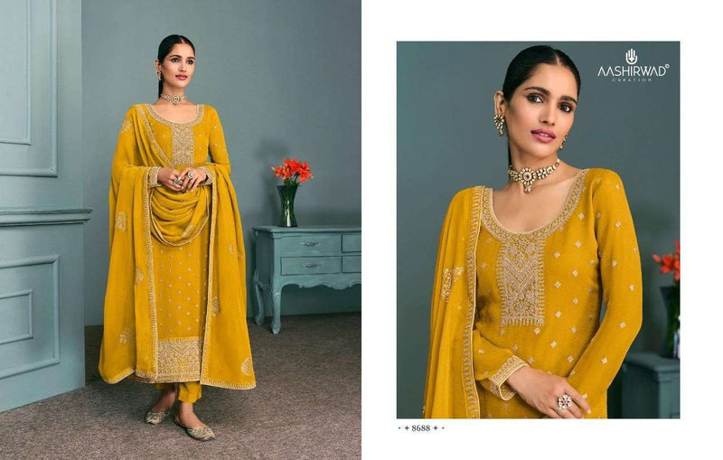 Aashirwad Creation Chandani Real Georgette With Heavy Designer Suits