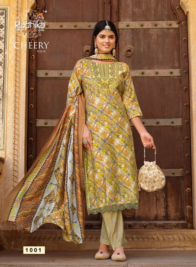 Radhika Lifestyle Cherry Vol 1 Muslin Printed Kurti With Pant And Dupatta