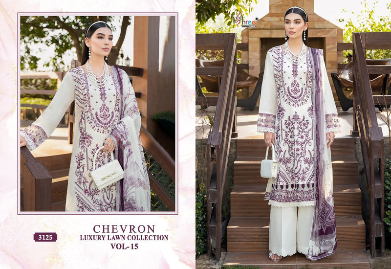 Shree Fabs Chevron Luxury Lawn Collection Vol 15 Pure Lawn Cotton Embroidery Salwar Kameez