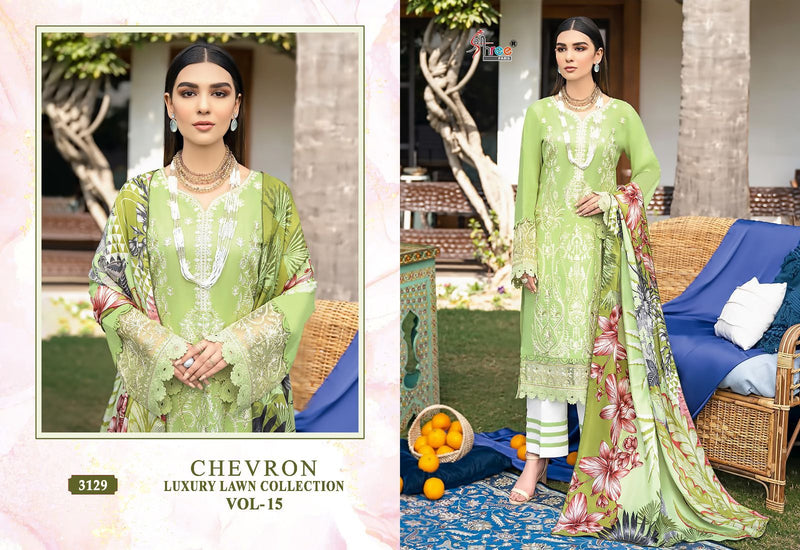Shree Fabs Chevron Luxury Lawn Collection Vol 15 Pure Lawn Cotton Embroidery Salwar Kameez