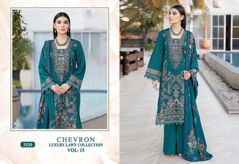 Shree Fabs Chevron Luxury Lawn Collection Vol 15 Pure Lawn Cotton Embroidery Salwar Kameez