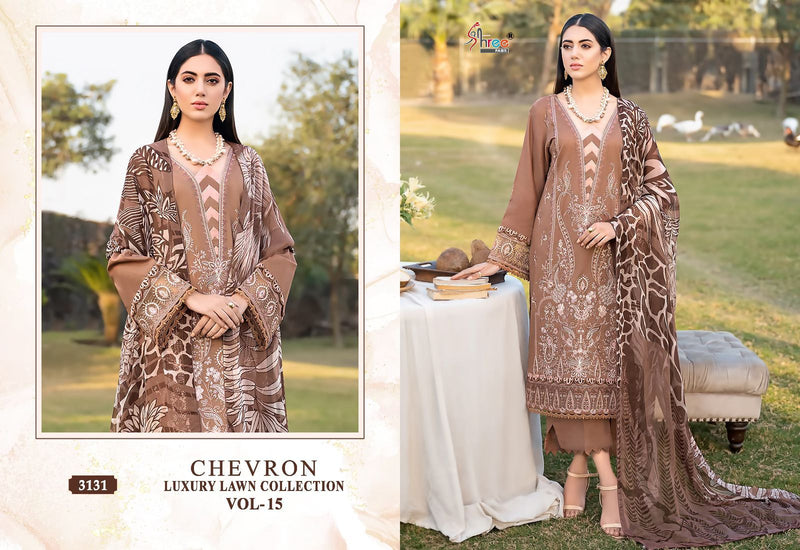 Shree Fabs Chevron Luxury Lawn Collection Vol 15 Pure Lawn Cotton Embroidery Salwar Kameez