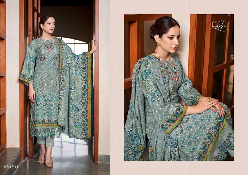 Levisha Chevron Nx Lawn Cotton Printed With Embroidery Designer Salwar Kameez