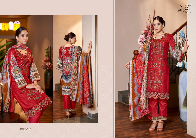 Levisha Chevron Nx Lawn Cotton Printed With Embroidery Designer Salwar Kameez