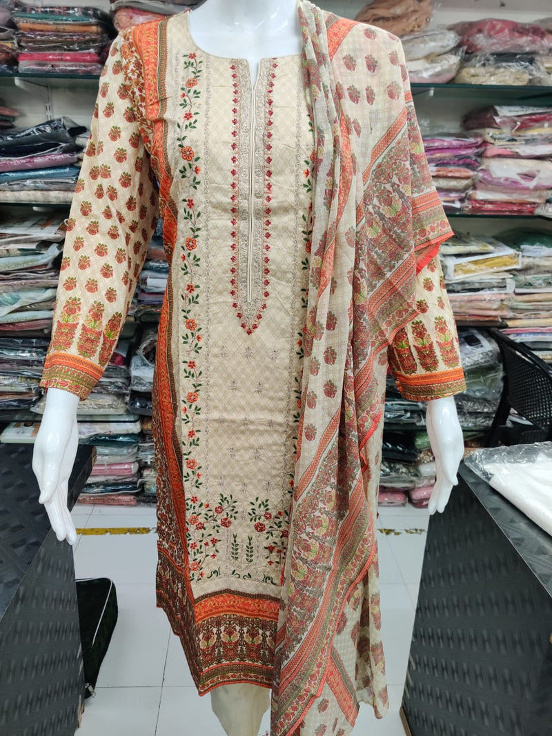 Sharaddha Designer Mahgul Chevron Vol 1 Lawn Cotton Print With Embroidery Work Suits