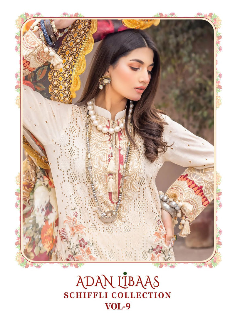 Shree Fabs Adan Libaas Schiffli Collection Vol 9 Cotton Embroidery Designer Pakistani Suits
