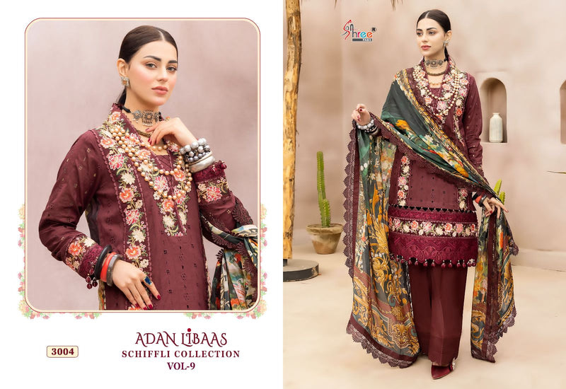 Shree Fabs Adan Libaas Schiffli Collection Vol 9 Cotton Embroidery Designer Pakistani Suits