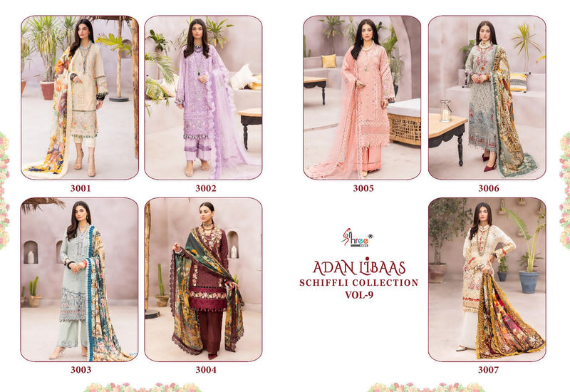 Shree Fabs Adan Libaas Schiffli Collection Vol 9 Cotton Embroidery Designer Pakistani Suits