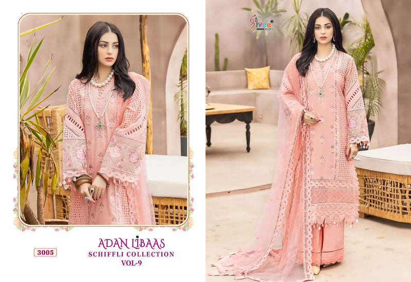 Shree Fabs Adan Libaas Schiffli Collection Vol 9 Cotton Embroidery Designer Pakistani Suits