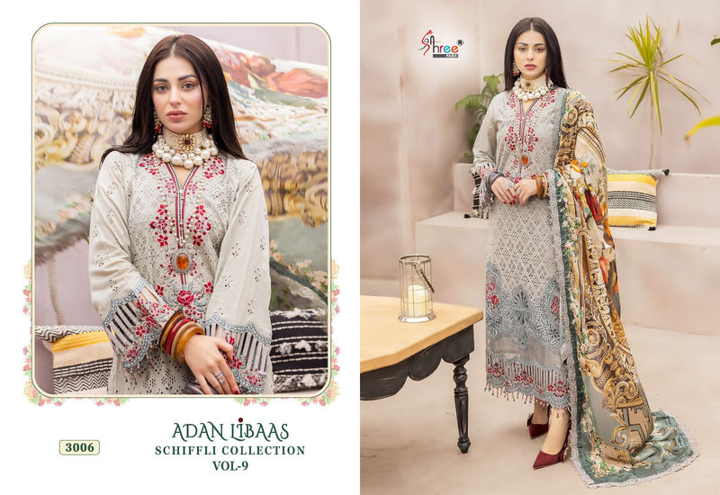 Shree Fabs Adan Libaas Schiffli Collection Vol 9 Cotton Embroidery Designer Pakistani Suits