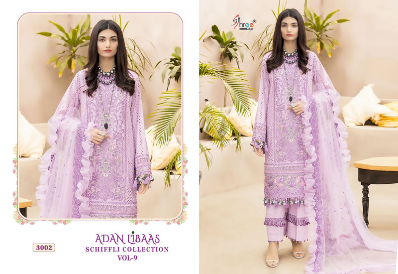 Shree Fabs Adan Libaas Schiffli Collection Vol 9 Cotton Embroidery Designer Pakistani Suits