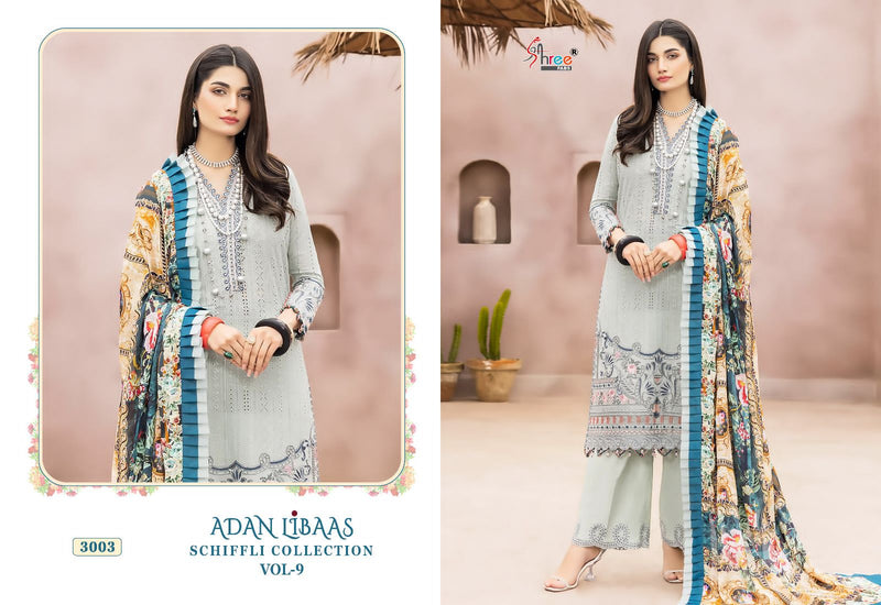 Shree Fabs Adan Libaas Schiffli Collection Vol 9 Cotton Embroidery Designer Pakistani Suits