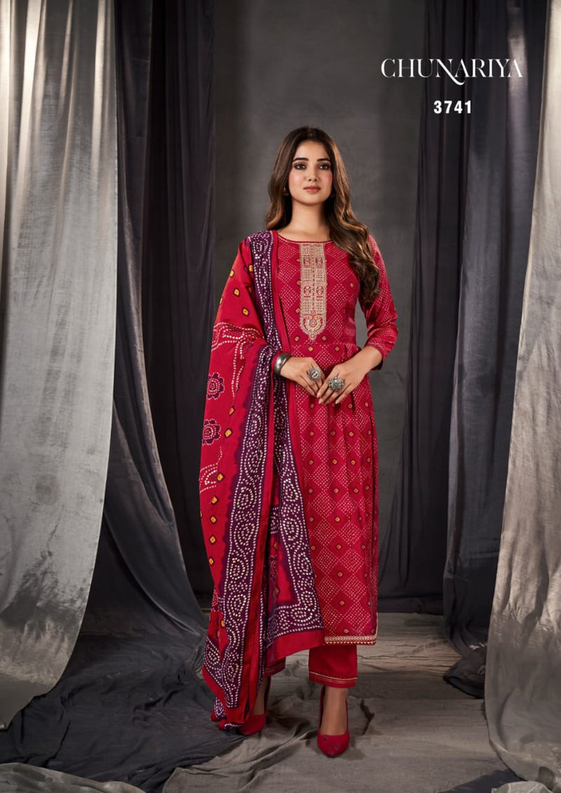 Rang Chunariya Muslin Foil Print With Fancy Designer Work Salwar Suits