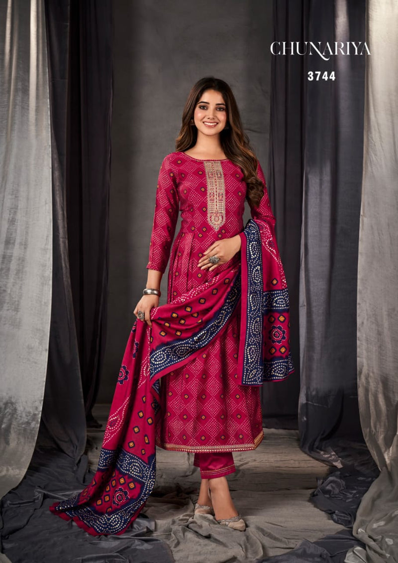 Rang Chunariya Muslin Foil Print With Fancy Designer Work Salwar Suits