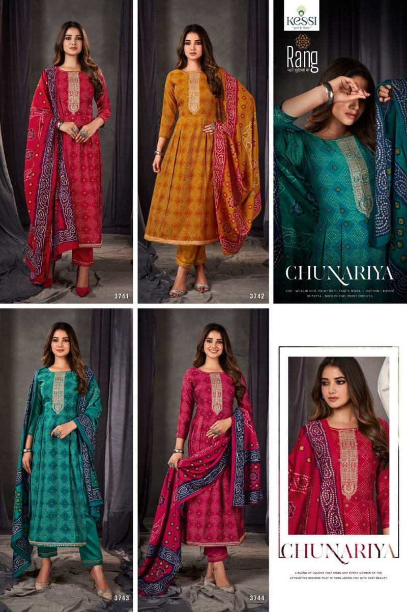 Rang Chunariya Muslin Foil Print With Fancy Designer Work Salwar Suits