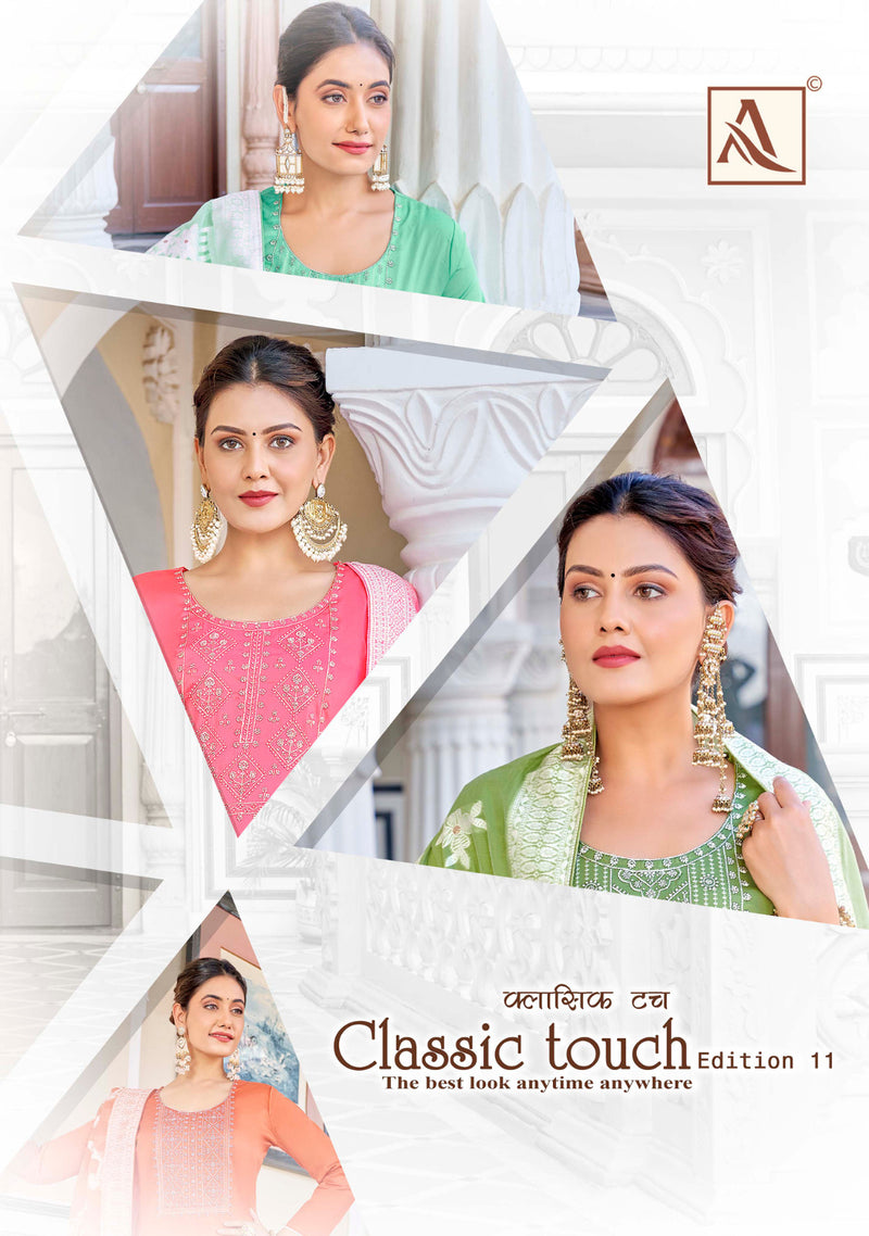 Alok Suits Classic Touch Edition Vol 11 Jam Cotton Lucknowi Thread Work Swarovski Diamond Work Fancy Salwar Kameez