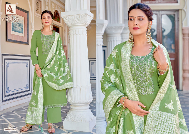 Alok Suits Classic Touch Edition Vol 11 Jam Cotton Lucknowi Thread Work Swarovski Diamond Work Fancy Salwar Kameez