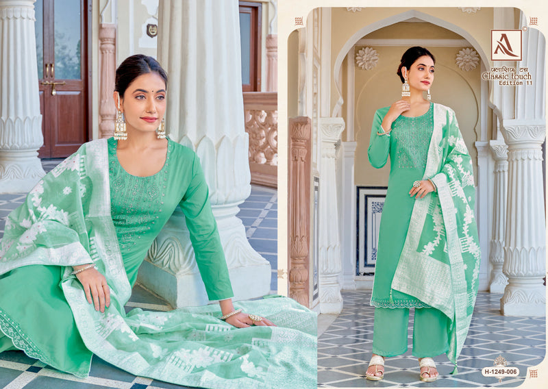 Alok Suits Classic Touch Edition Vol 11 Jam Cotton Lucknowi Thread Work Swarovski Diamond Work Fancy Salwar Kameez