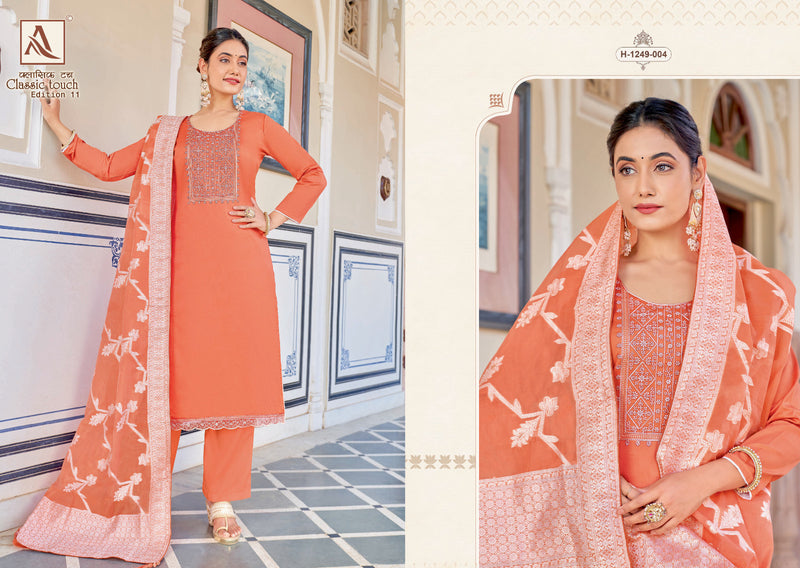 Alok Suits Classic Touch Edition Vol 11 Jam Cotton Lucknowi Thread Work Swarovski Diamond Work Fancy Salwar Kameez