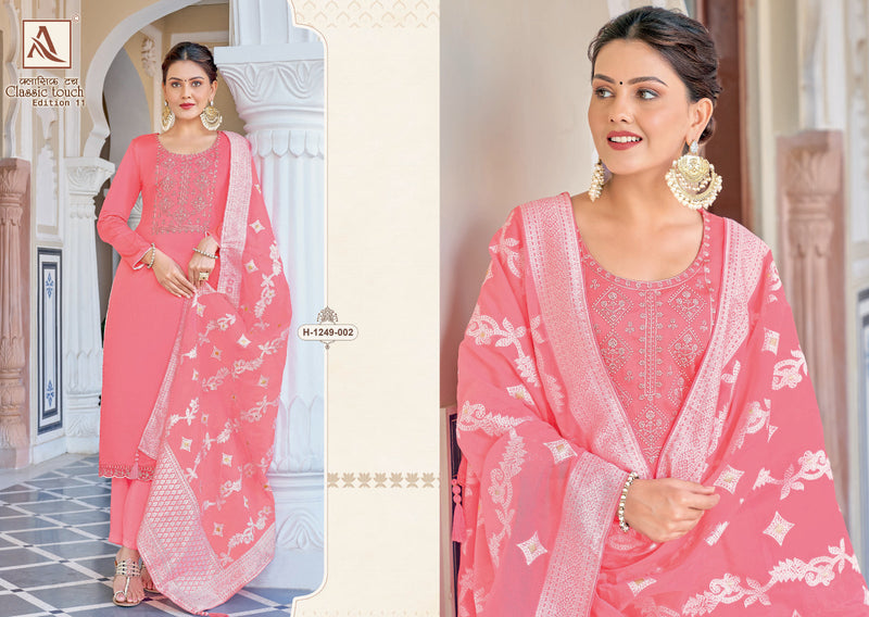 Alok Suits Classic Touch Edition Vol 11 Jam Cotton Lucknowi Thread Work Swarovski Diamond Work Fancy Salwar Kameez