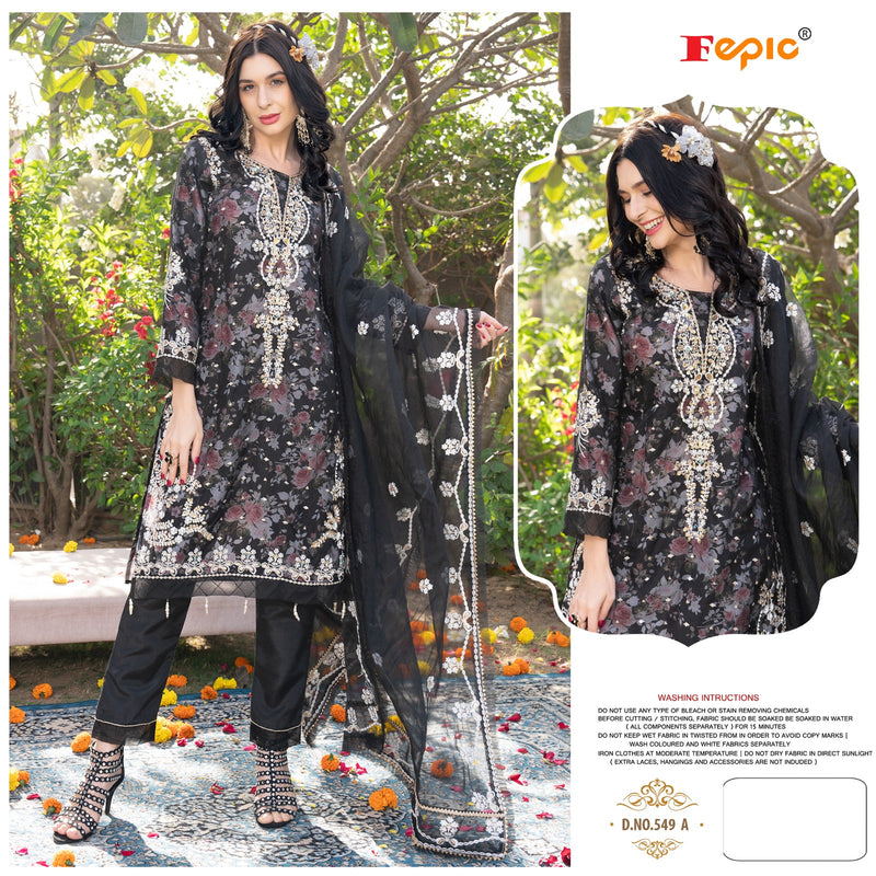 Crafted Needle Cn 549 Organza Beautiful Embroidery Designer Ready Made Suits