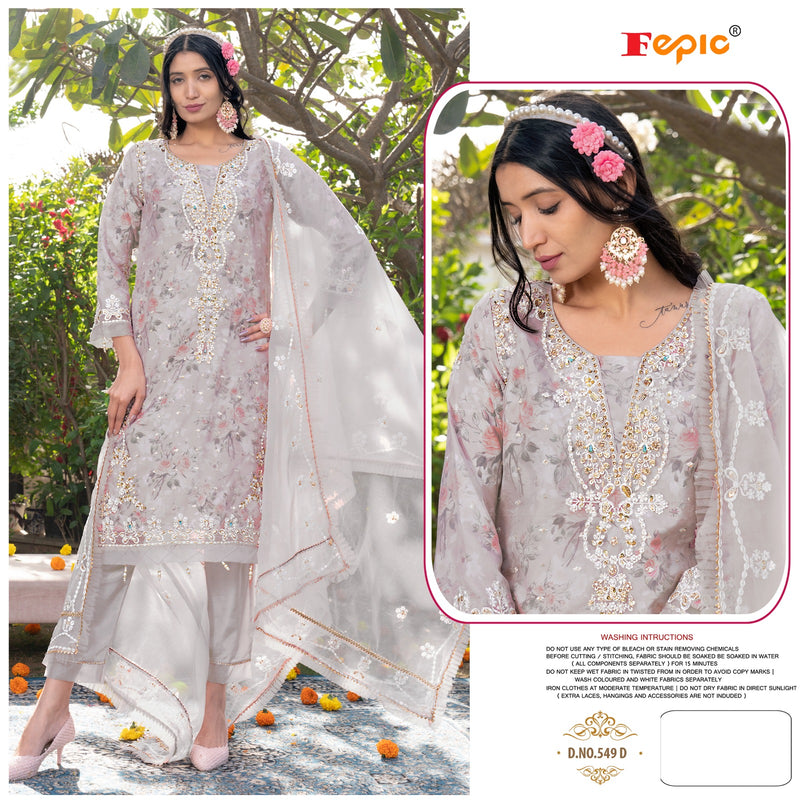 Crafted Needle Cn 549 Organza Beautiful Embroidery Designer Ready Made Suits