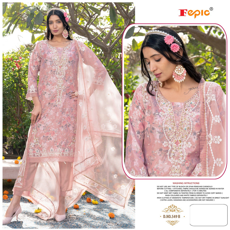 Crafted Needle Cn 549 Organza Beautiful Embroidery Designer Ready Made Suits