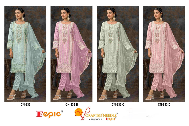 Fepic Crafted Needle Cn 833 Organza With Embroidery Heavy Pakistani Suits