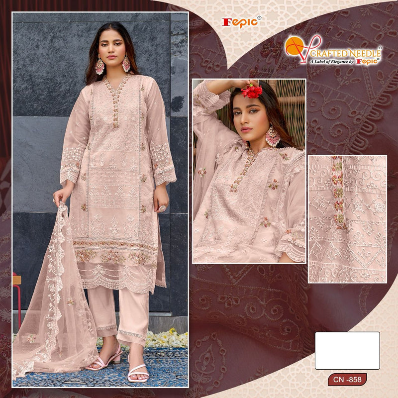 Fepic Crafted Needle Cn 858 Organza With Embroidered Khatli Work Pakistani Suits
