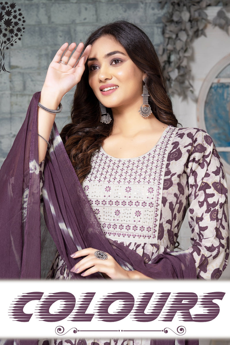 Master Colours Rayon Capsule Foil Prints Kurti With Bottom & Dupatta