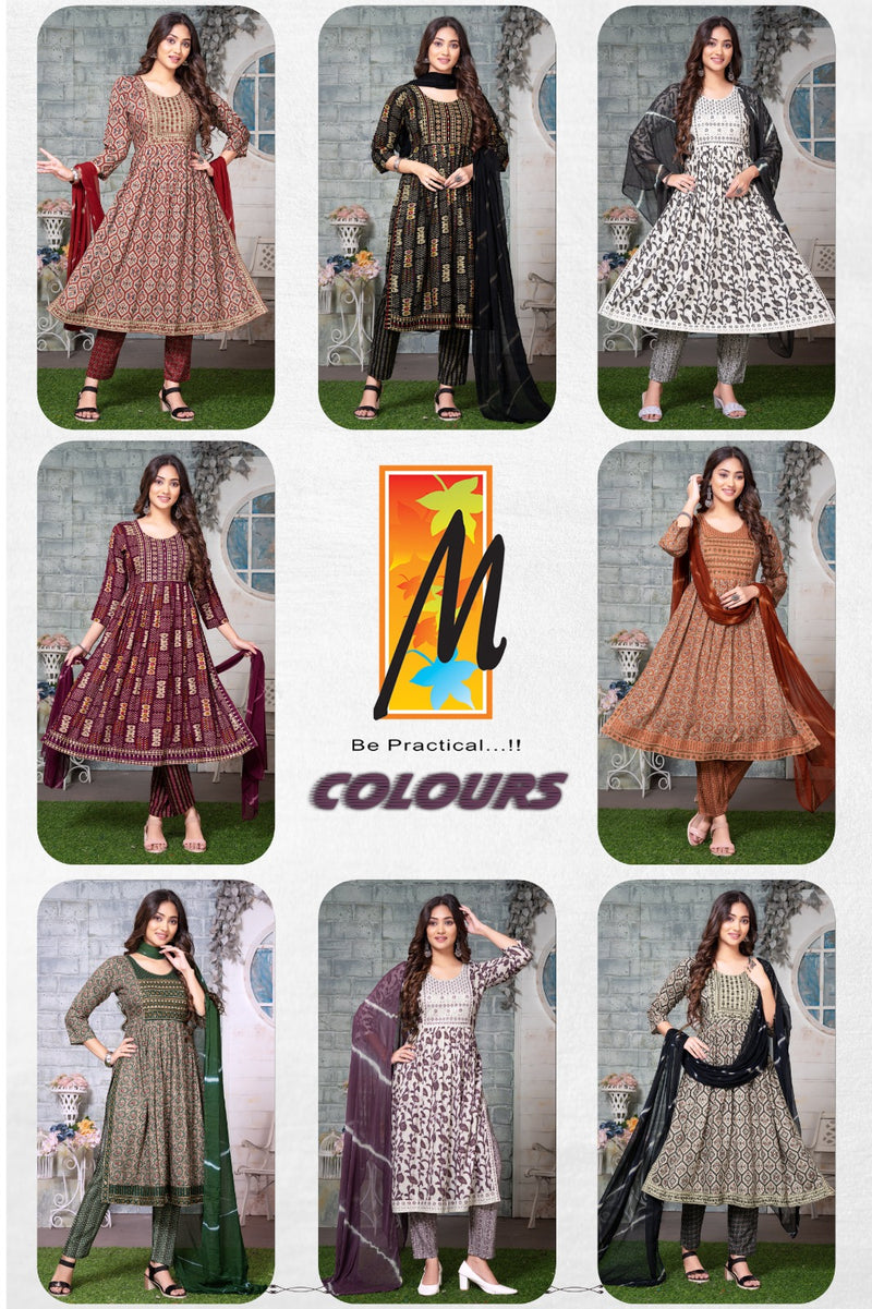 Master Colours Rayon Capsule Foil Prints Kurti With Bottom & Dupatta