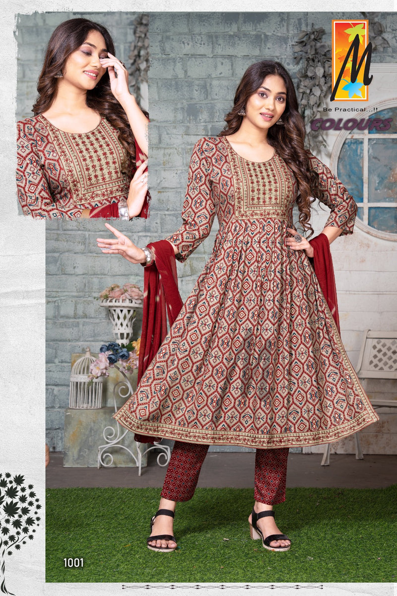 Master Colours Rayon Capsule Foil Prints Kurti With Bottom & Dupatta