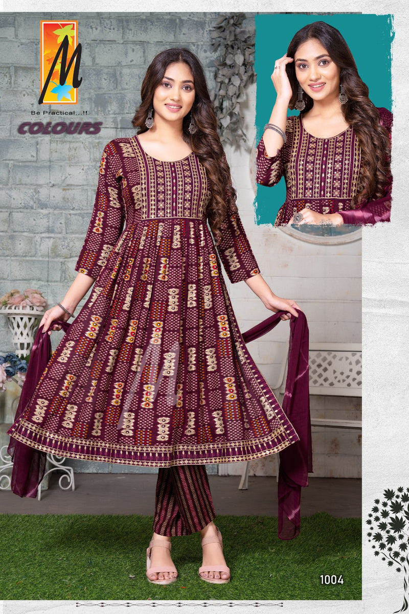 Master Colours Rayon Capsule Foil Prints Kurti With Bottom & Dupatta