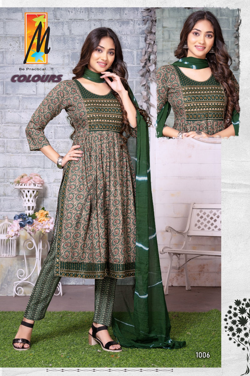 Master Colours Rayon Capsule Foil Prints Kurti With Bottom & Dupatta