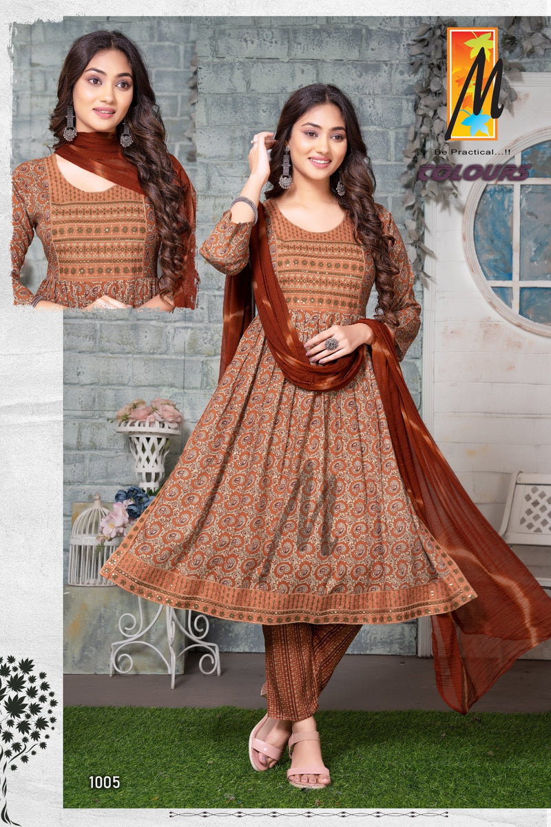 Master Colours Rayon Capsule Foil Prints Kurti With Bottom & Dupatta