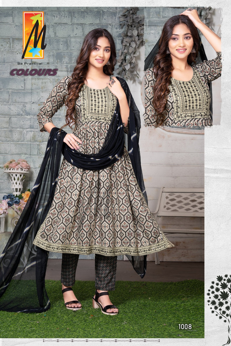 Master Colours Rayon Capsule Foil Prints Kurti With Bottom & Dupatta