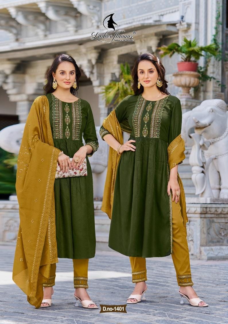 Ladies Flavour Copper Stone Vol 14 Viscose With Embroidery Designer Ready Made Suits