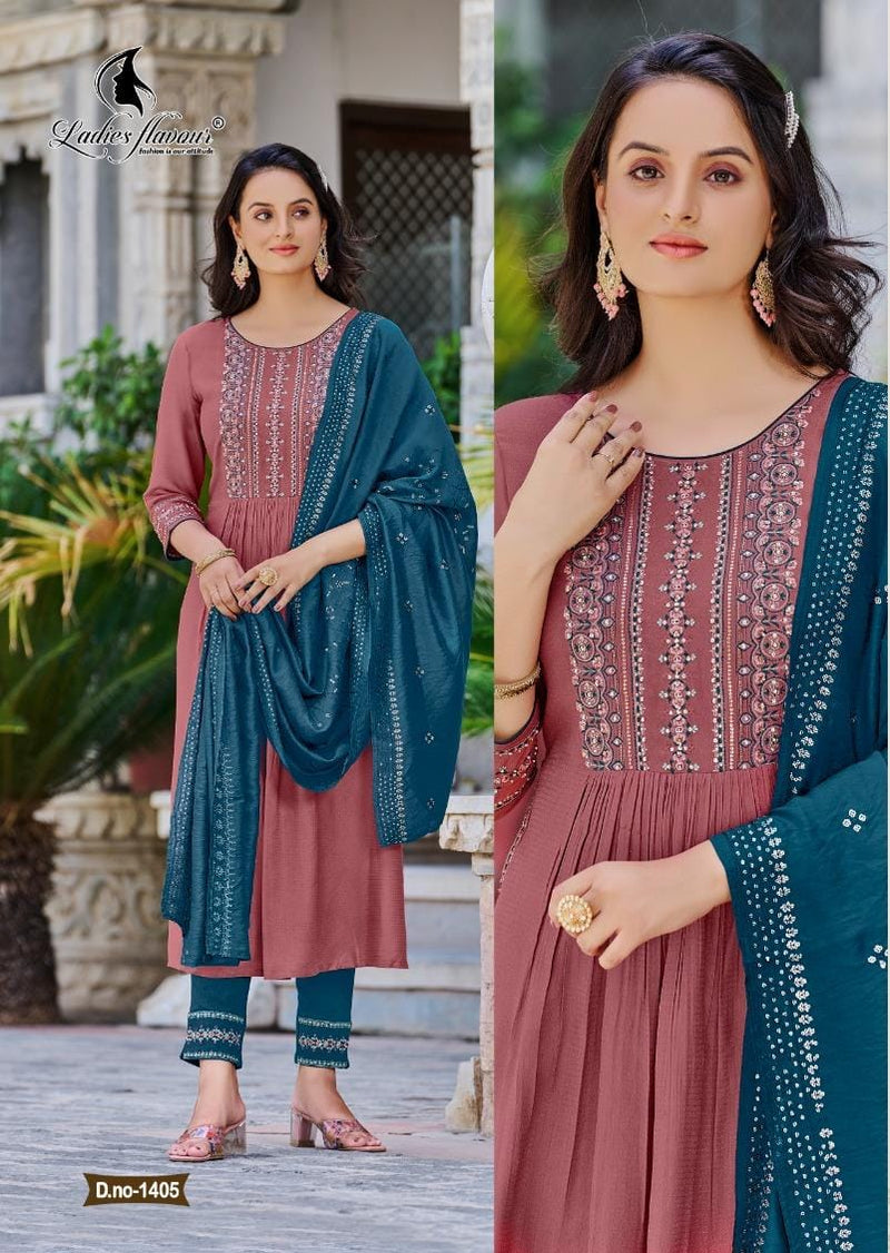 Ladies Flavour Copper Stone Vol 14 Viscose With Embroidery Designer Ready Made Suits