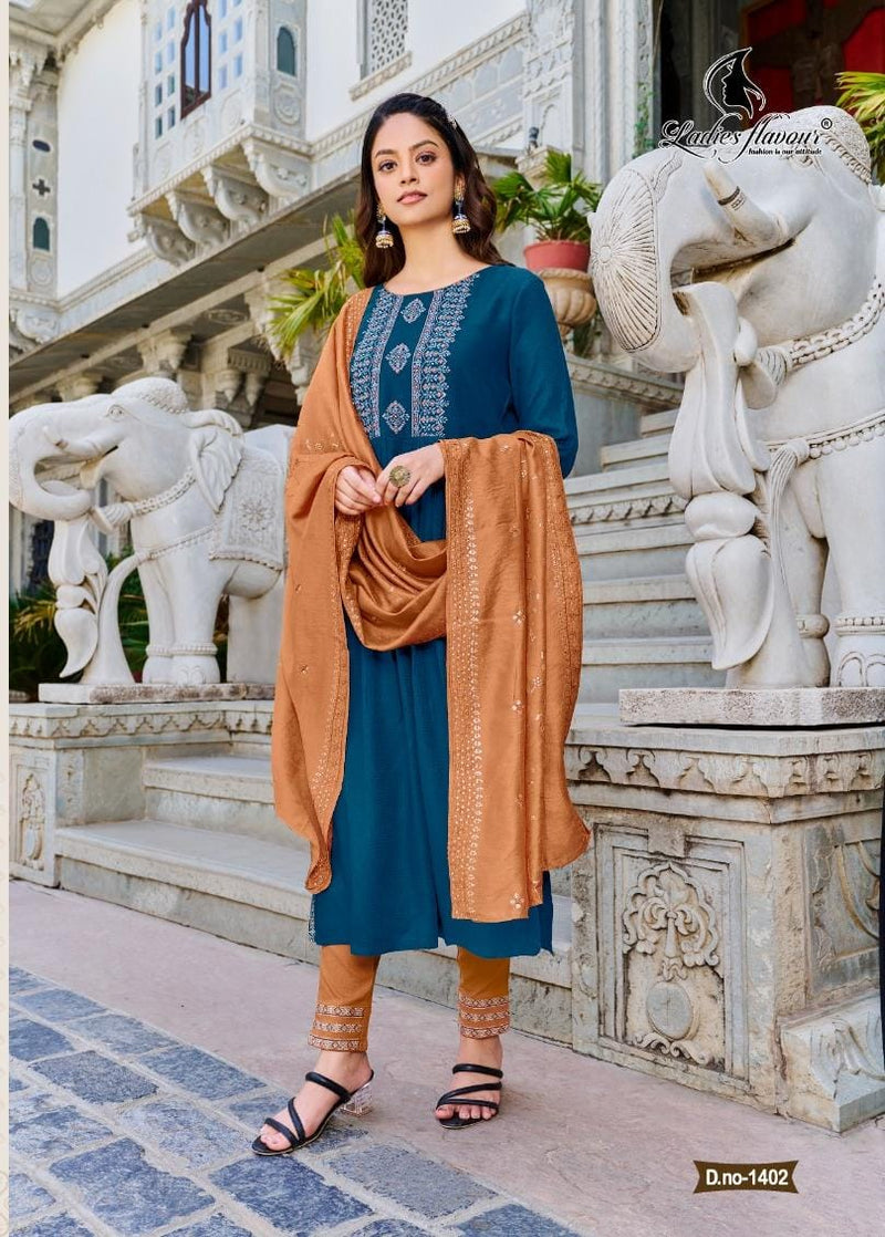 Ladies Flavour Copper Stone Vol 14 Viscose With Embroidery Designer Ready Made Suits